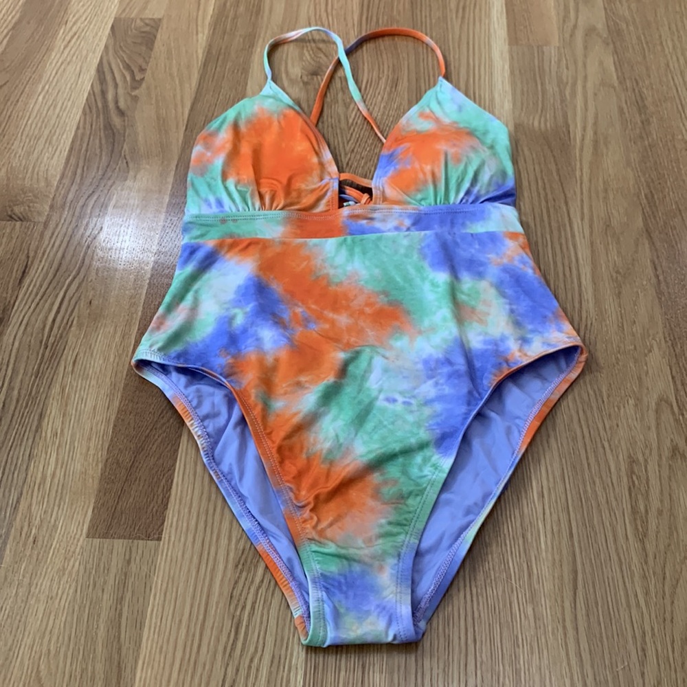 Tie-Dye Plunge One Piece Swimsuit